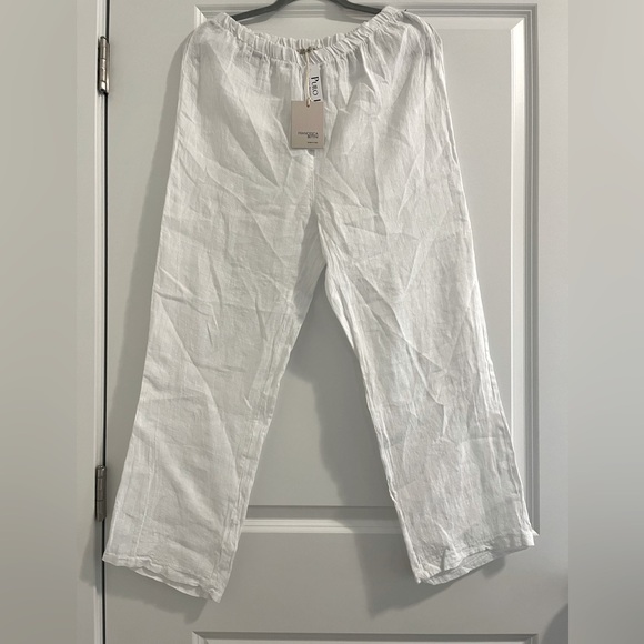 FRANCESCA BETTINI  Italy 100% Linen Elastic Waist Pants Size Medium - Picture 7 of 12